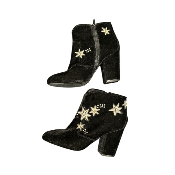Mix No 6 Black Velvet Ankle Boots with gold Star Embellishments & studs, Size 8 - Picture 6 of 8